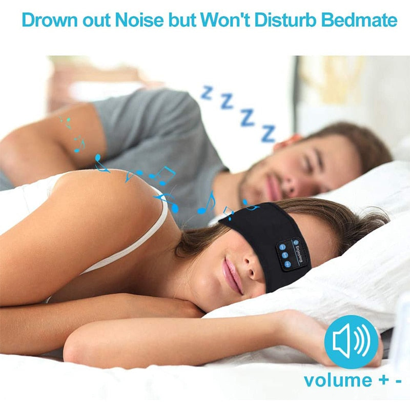 Wireless Bluetooth Sleeping Headphones Headband Thin Soft Elastic Comfortable Music Ear Phones Eye Mask For Side Sleeper Sports